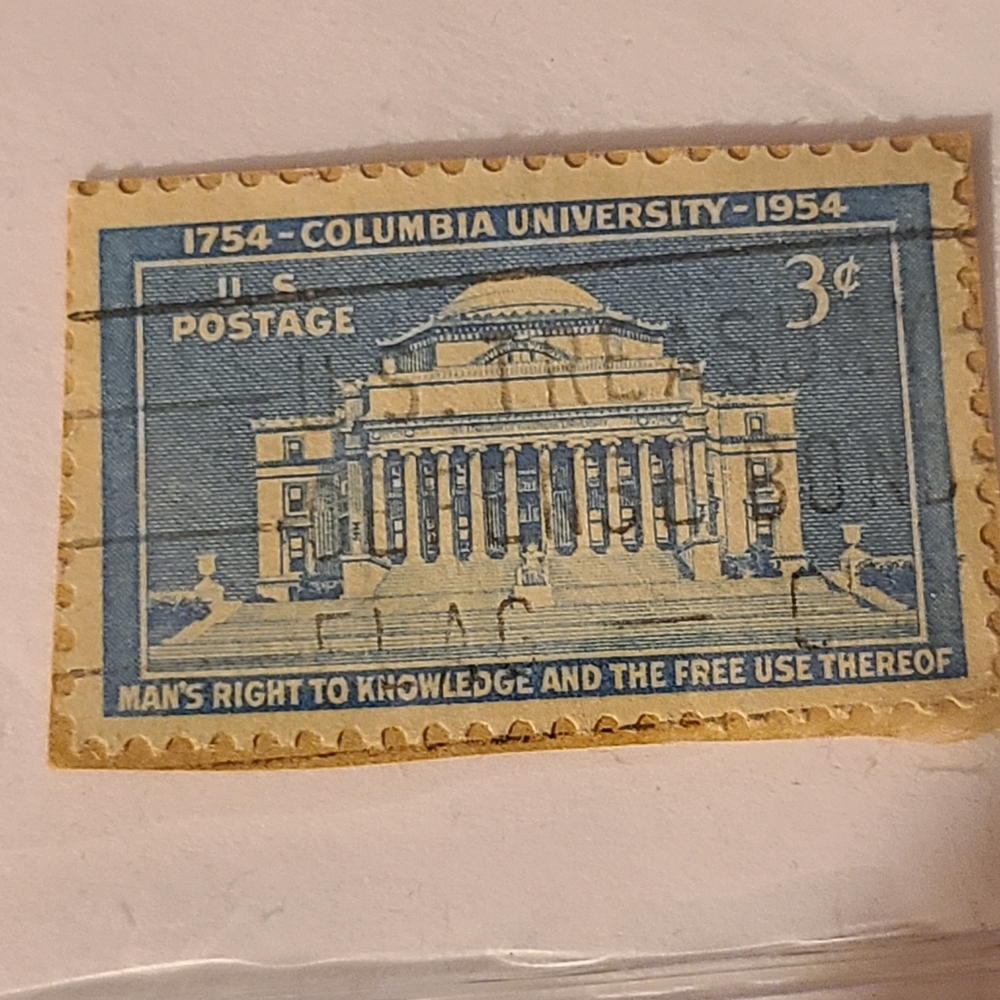 Unique Vintage Blue Columbia University Stamp